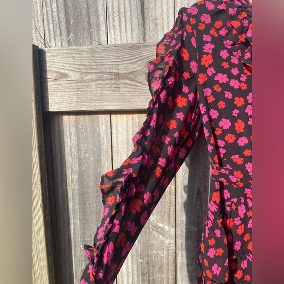 Dee Elly Floral Ruffle Dress - Black, red, and Pink - Picture 2 of 9